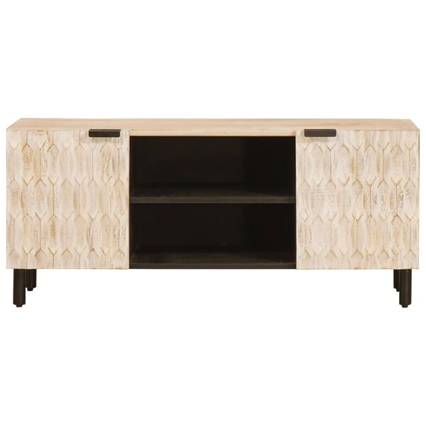 vidaXL TV Cabinet with Shelf White Wash Finish 105 x 33.5 x 46 cm