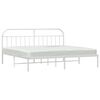 vidaXL Metal Bed Frame without Mattress with Headboard White 200x200cm