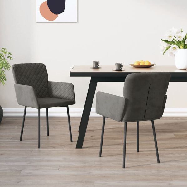 vidaXL Dining Chairs 2 pcs Dark Grey Velvet