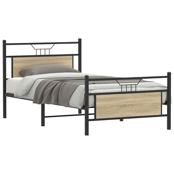 vidaXL Bed Frame without Mattress Sonoma Oak 100x190 cm Engineered Wood