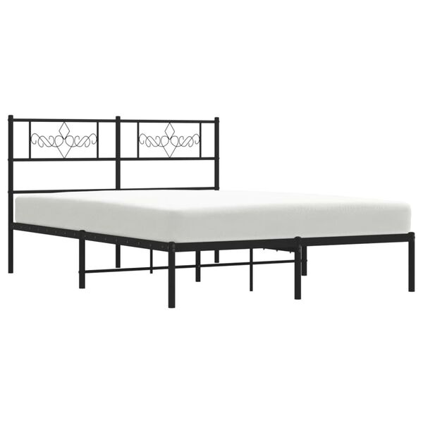 vidaXL Metal Bed Frame without Mattress with Headboard Black 140x190cm