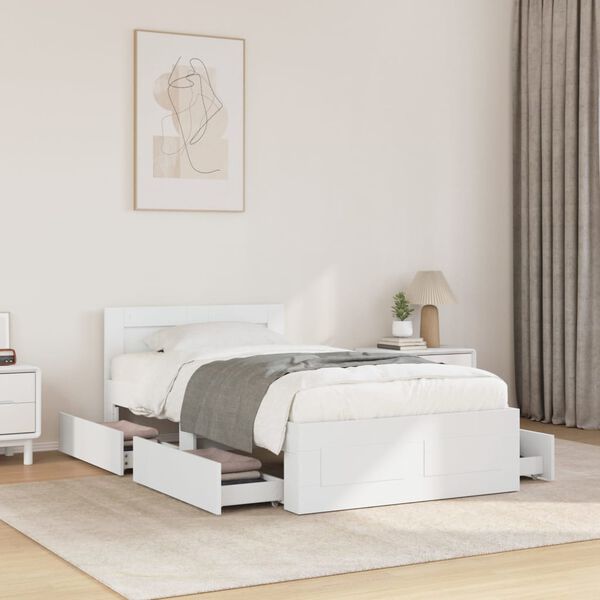 vidaXL Bed Frame with Headboard without Mattress White 90x190 cm Single