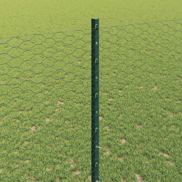 vidaXL Fence with Post Green 1.4 x 50 m Steel and PVC