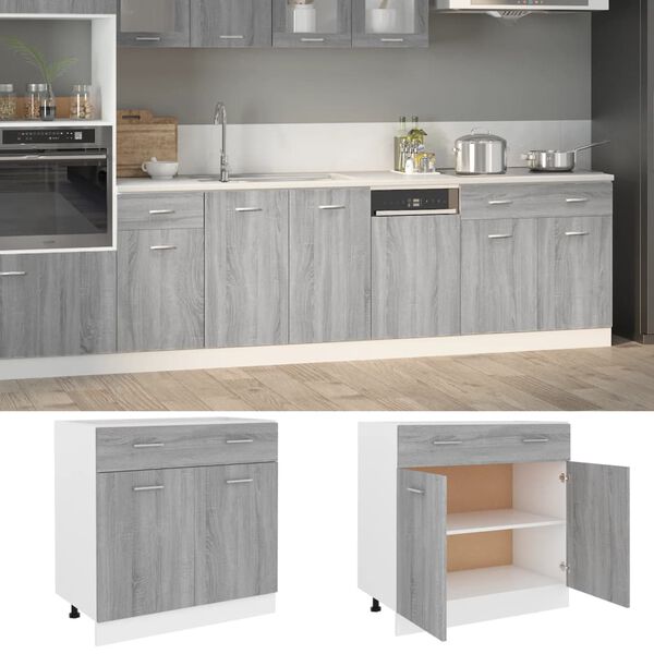 vidaXL Drawer Bottom Cabinet Lyon Grey Sonoma 80x46x81.5 cm Engineered Wood