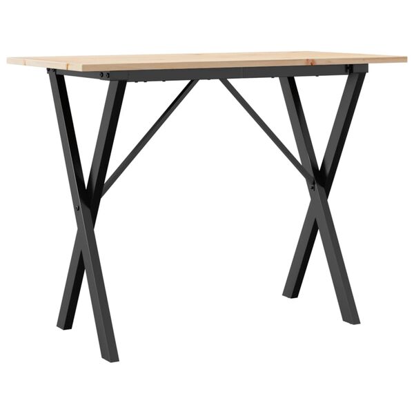 vidaXL Dining Table X-Frame 100x50x75 cm Solid Wood Pine and Steel
