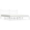 vidaXL Metal Bed Frame without Mattress with Headboard White 200x200cm