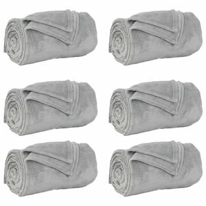 vidaXL Throw Blankets 6 pcs Grey 240 x 270 cm 10.11 kg Fleece