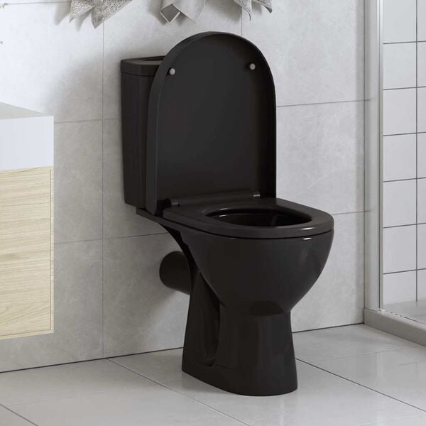 vidaXL Soft-close Toilet Seat with Quick-release Design Black