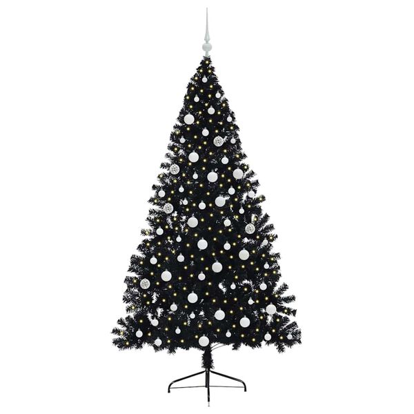 vidaXL Artificial Pre-lit Christmas Tree Black 180 cm PVC