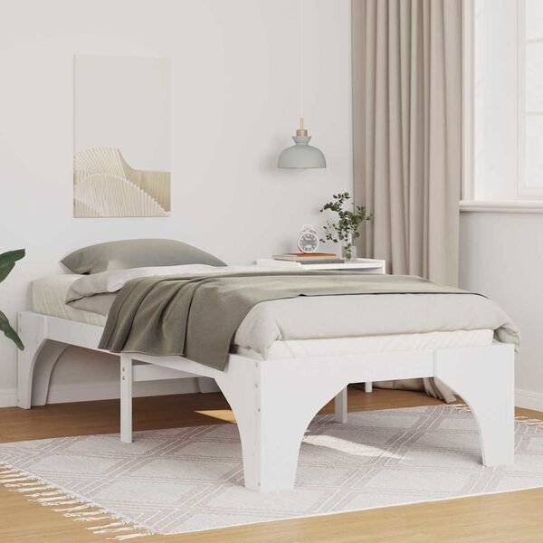 vidaXL Bed Frame White 80 x 200 cm Solid Pine Wood
