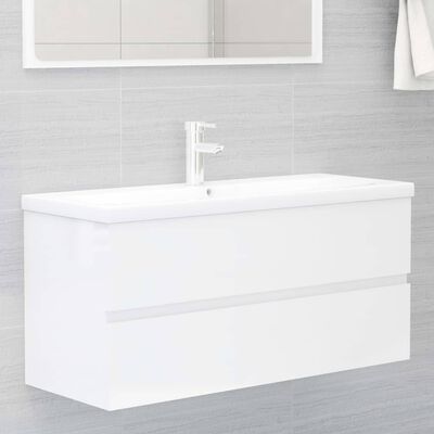 vidaXL Sink Cabinet High Gloss White 100x38.5x45 cm Engineered Wood