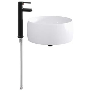 vidaXL Bathroom Sink with Faucet and Drain Matte Black