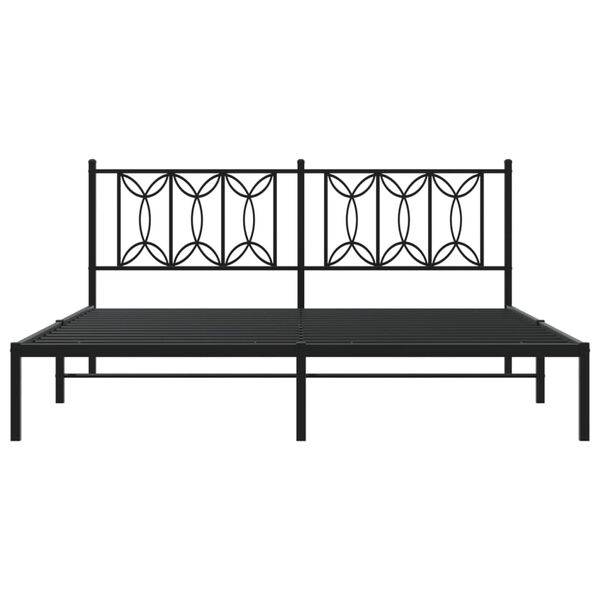 vidaXL Metal Bed Frame without Mattress with Headboard Black 183x213cm