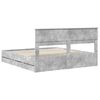 vidaXL Bed Frame with Drawer Concrete Grey 200 x 200 cm Engineer Wood