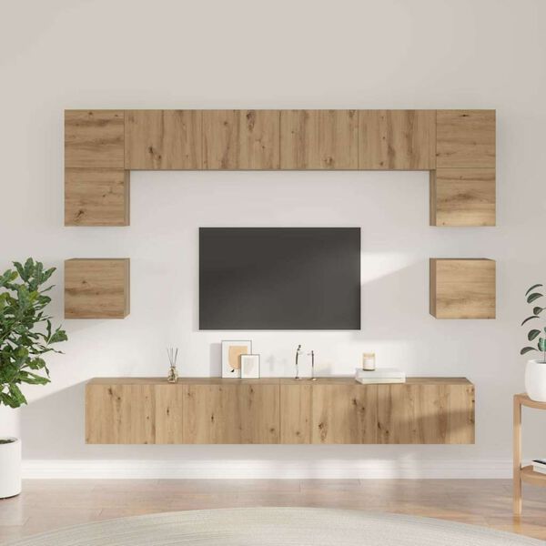 vidaXL TV Cabinet Set Wall-mounted 8 pcs Artisan Oak Engineered Wood
