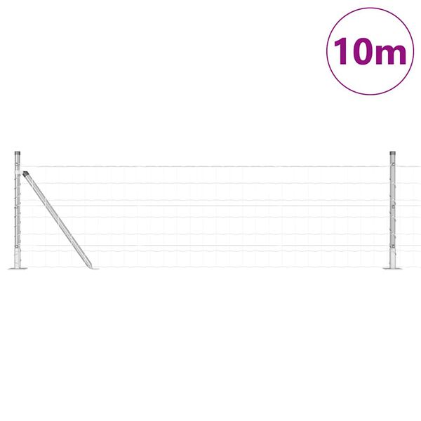 vidaXL Fence with Post Silver 0.6 x 10 m Steel