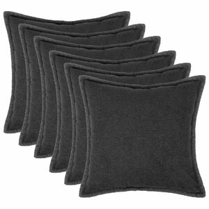 vidaXL Cushion Cover 6 pcs HOUTEN Dark Grey 30 x 30 cm Boucl&eacute;