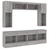 vidaXL 6 Piece TV Wall Cabinet Set with LED Lights Grey Sonoma