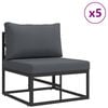 vidaXL Garden Sofa Set with Cushion 11 pcs Black Aluminium