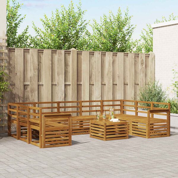 vidaXL Sofa Sets 10 pcs Natural Solid Acacia Wood