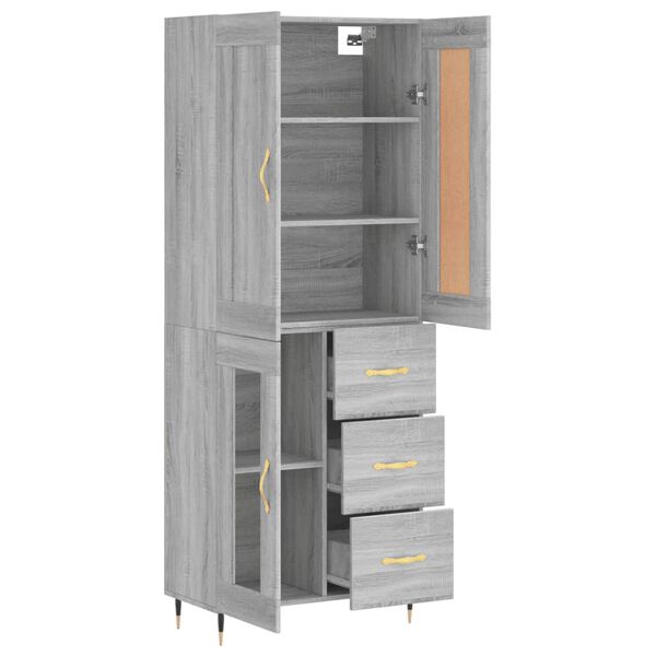 vidaXL Highboard Grey Sonoma 69.5x34x180 cm Engineered Wood