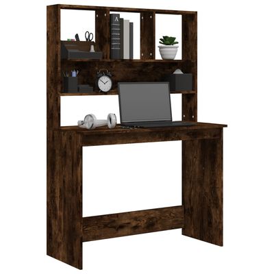 vidaXL Desk with Shelves Smoked Oak 102x45x148 cm Engineered Wood