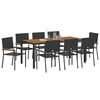 vidaXL Garden Dining Set 9 pcs Black Poly Rattan