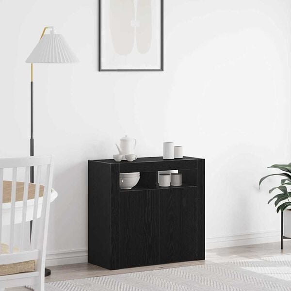 vidaXL Sideboard Black Oak 80 x 35 x 75 cm Engineered Wood