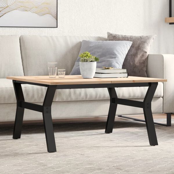 vidaXL Coffee Table Y-Frame 90x90x45 cm Solid Wood Pine and Steel