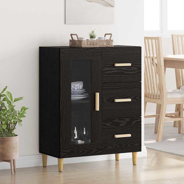 vidaXL Sideboard Black Oak 69.5 x 34 x 90 cm Engineered Wood