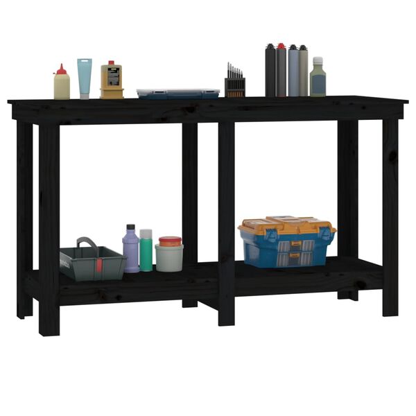 vidaXL Work Bench Black 140x50x80 cm Solid Wood Pine