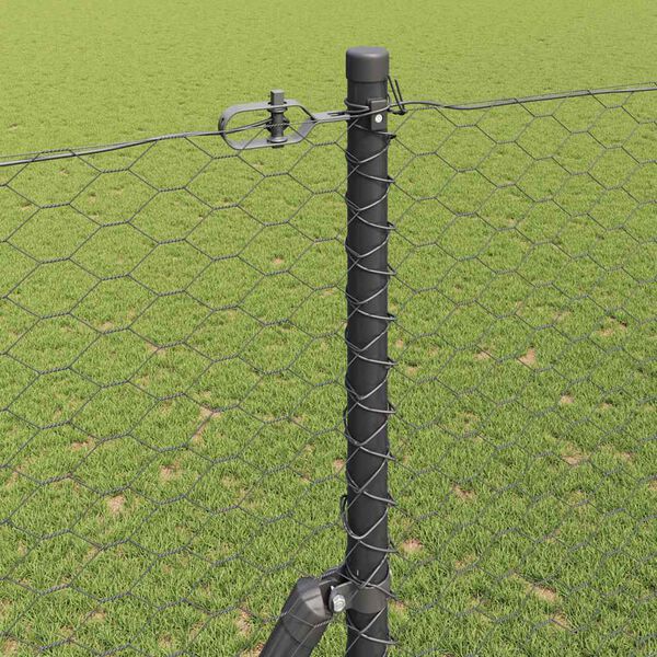 vidaXL Fence Post Grey 25 x 1.6 m (36 mm mesh) Steel and PVC