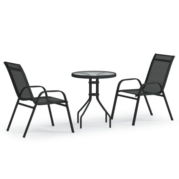 vidaXL 3 Piece Garden Bistro Set Black