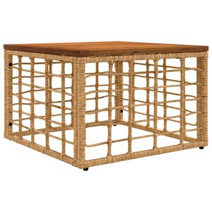 vidaXL Garden Table Natural 55 x 55 x 37 cm PE Rattan and Glass