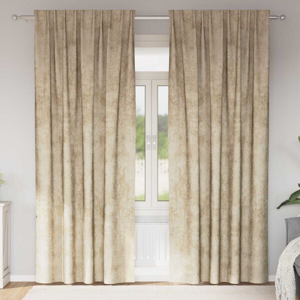 vidaXL Velvet Curtains with Curtains 2 pcs Cream 225 x 140 cm Velvet