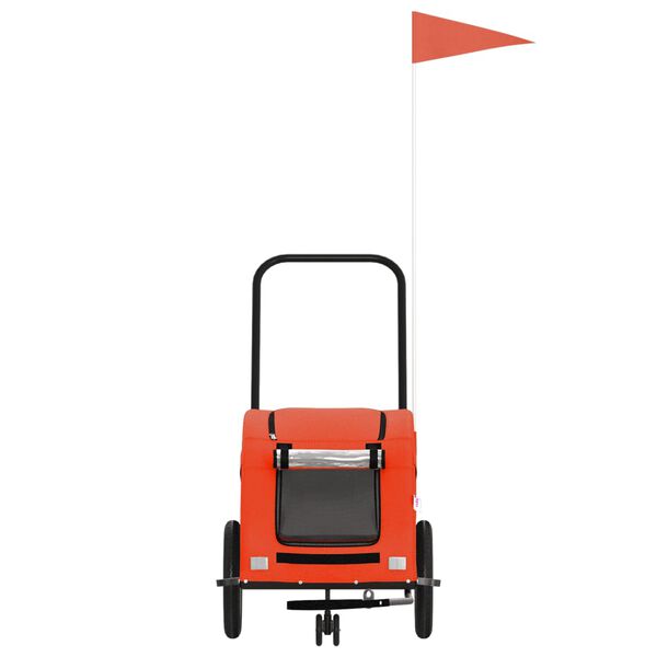 vidaXL Pet Bike Trailer Orange and Grey Oxford Fabric and Iron