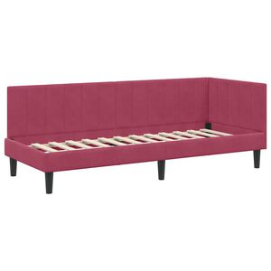 vidaXL Corner Bed Frame with Headboard Wine Red 80 cm x 200 cm Velvet