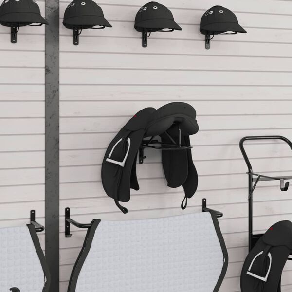 vidaXL Saddle Rack Wall Mounted Black Iron