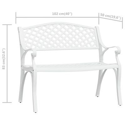 vidaXL Garden Bench 102 cm Cast Aluminium White