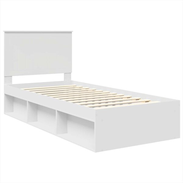 vidaXL Bed Frame with Headboard White 90 x 190 cm Solid Pine Wood