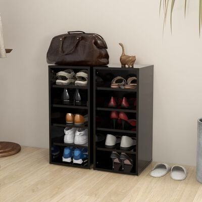 vidaXL Shoe Cabinets 2 pcs Black 31.5x35x70 cm Engineered Wood