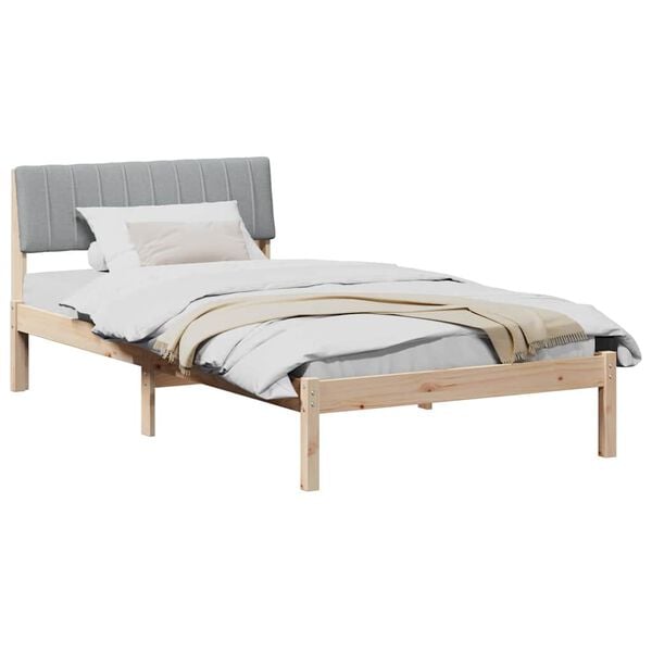 vidaXL Bed frame Brown and light grey 100 x 200 cm Solid pine wood