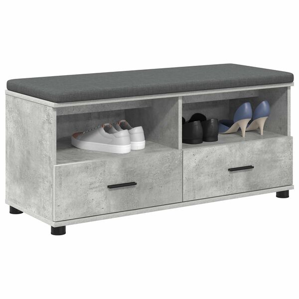 vidaXL Hall Bench with Cushion Concrete Grey 100 x 38 x 46 cm