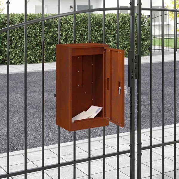 vidaXL Mailbox with Storage Rusty 30 x 20 x 55 cm Weathering Steel