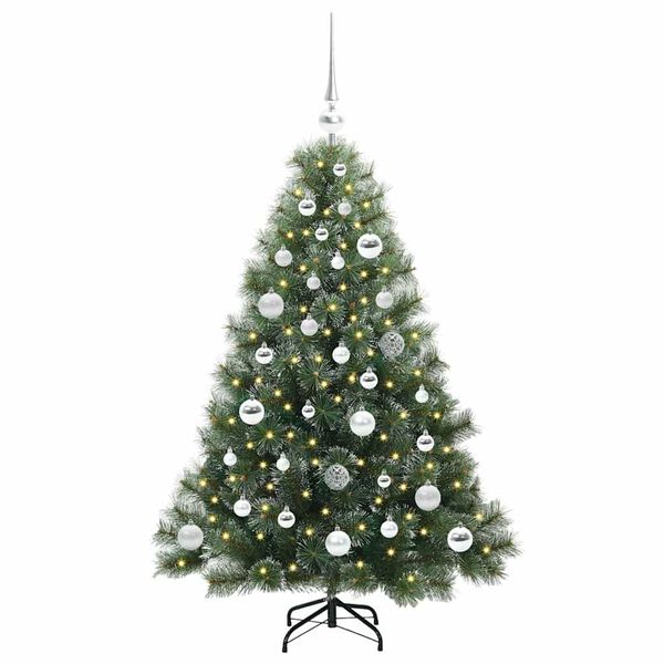 vidaXL Artificial Christmas Tree with 150 LEDs Green 120 cm PE and PVC
