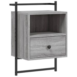vidaXL Bedside Cabinet Wall-mounted Grey Sonoma 40x30x61 cm Engineered Wood