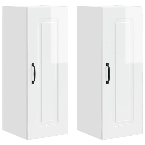 vidaXL Kitchen Cabinet Kalmar 2 pcs High Gloss White 30 x 31 x 80 cm