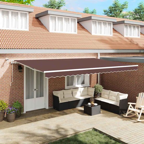 vidaXL Automatic Retractable Awning with LED Brown 500x300 cm