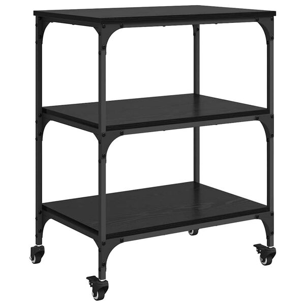 vidaXL Kitchen Trolley Black Oak 60 x 41 x 76 cm Engineered Wood