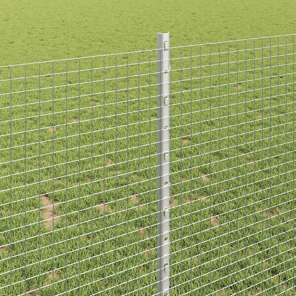vidaXL Fence with Post Silver 1 x 10 m Steel
